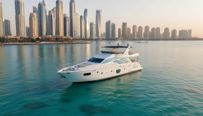 Luftaufnahme der Breeze Adventurer 75 ft in Dubai Marina
