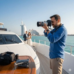 Serviços premium de fotografia e videografia para iates de luxo no Dubai.