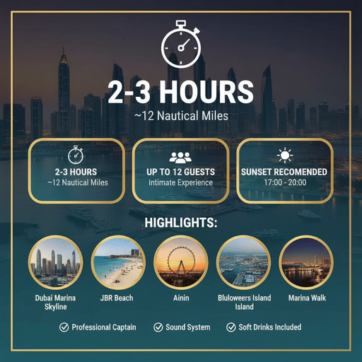 Experiência de passeio de iate pela praia de Dubai Marina JBR.